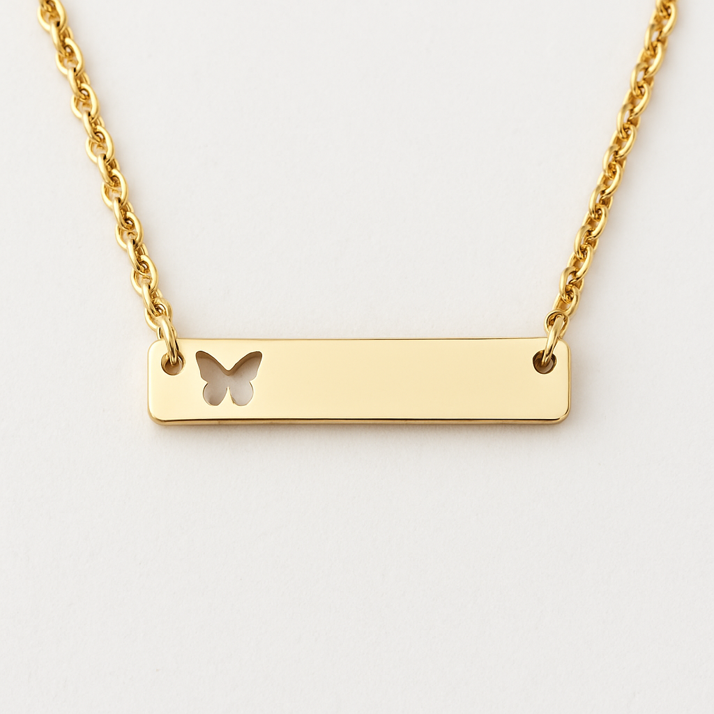Engravable Butterfly Bar Blank Pendant Necklace Jewelry My Custom Designs Gold