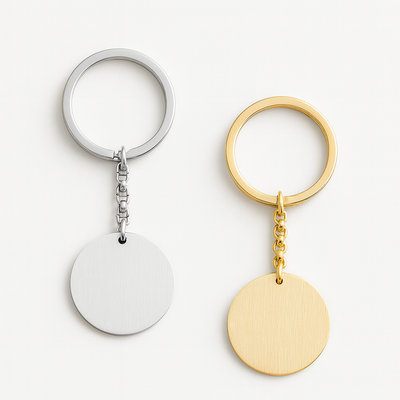 Personalized Gold & Silver Disc Pendant Keychain Jewelry My Custom Designs Silver