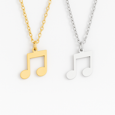 Personalized Gold & Silver Music Note Pendant Necklace Jewelry My Custom Designs Silver
