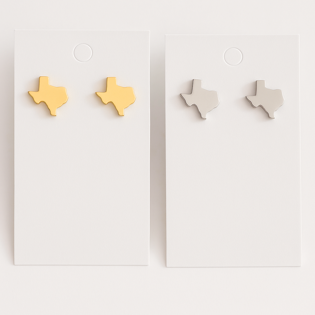 Silver & Gold Texas Outlined Earrings Jewelry My Custom Designs