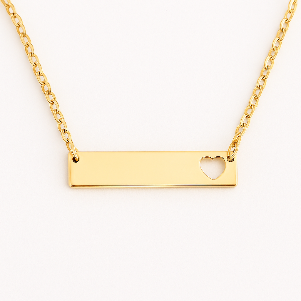 Engravable Heart Bar Blank Pendant Necklace Jewelry My Custom Designs
