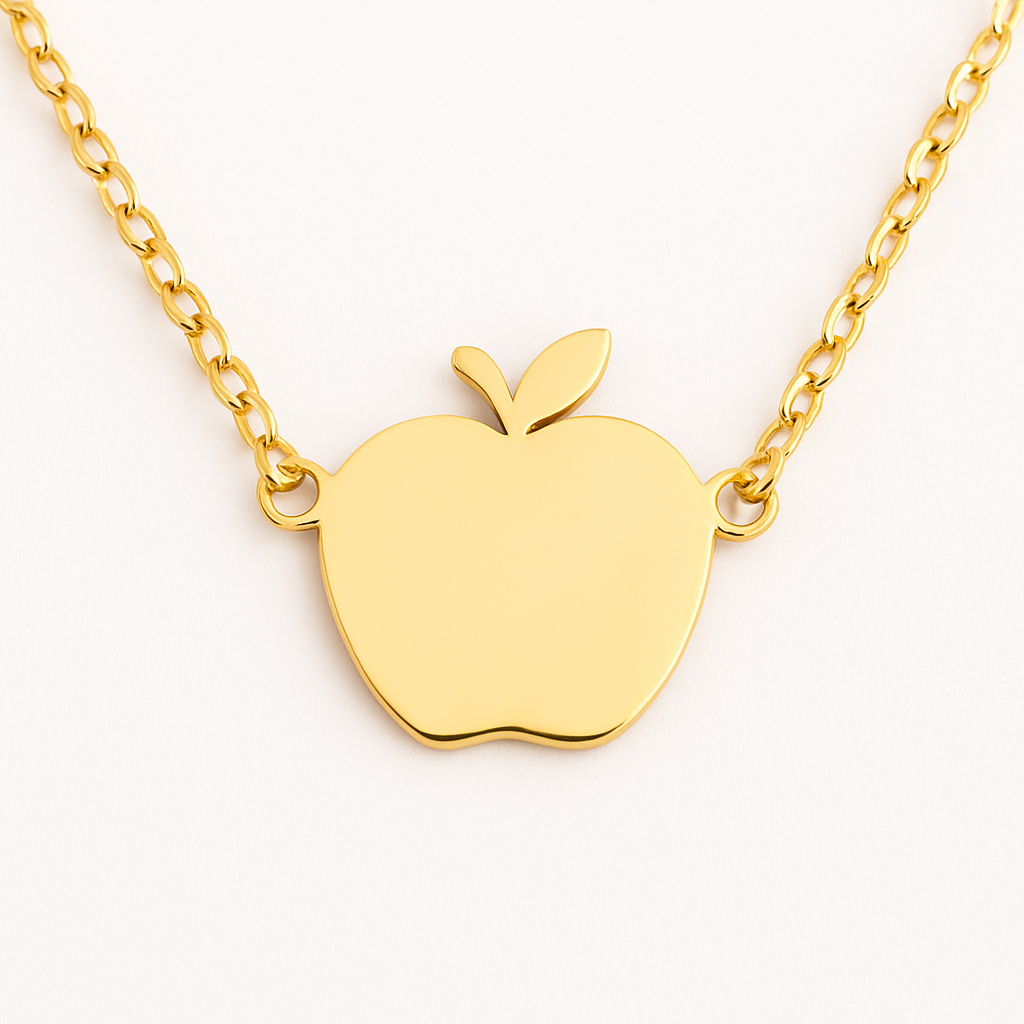 Engravable Gold Apple Pendant Necklace Jewelry My Custom Designs