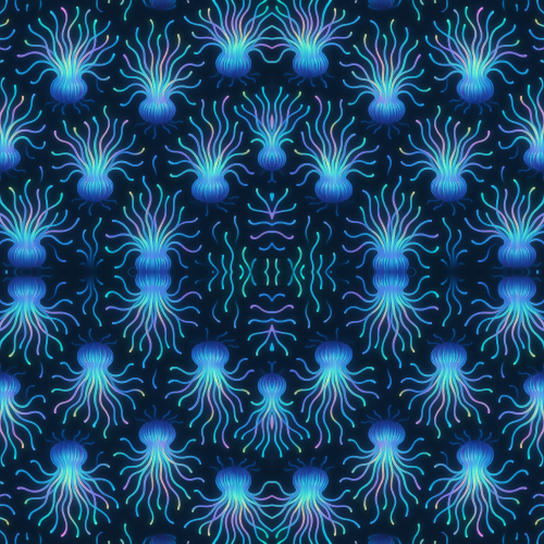 Water and Ocean - Holographic Sea Anemones With Glowing Tendrils - Pattern - Digital File Digital My Custom Designs PDF