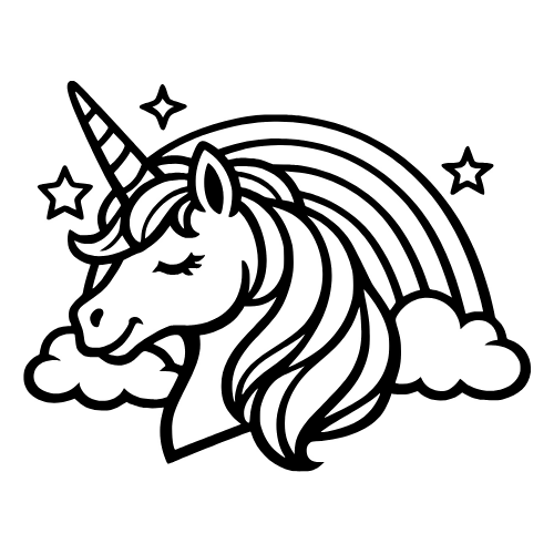 Rainbow Unicorn Design - Vector Graphics - Digital File