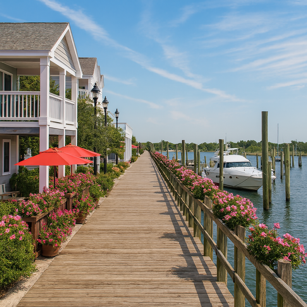 Waterfront Boardwalk - Downtown Beaufort - North Carolina United States - Rendered - Digital File