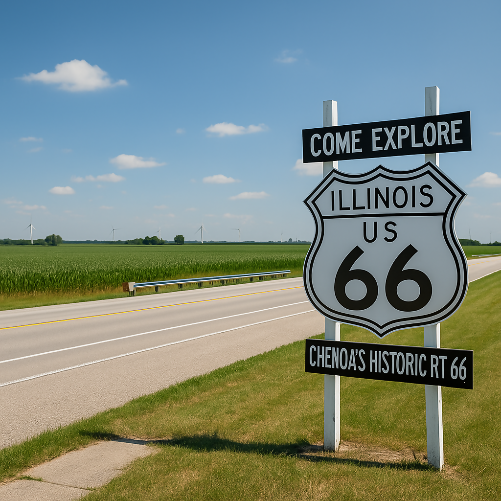 Chenoa's Historic Route 66 - Illinois United States - Rendered - Digital File Digital My Custom Designs PDF