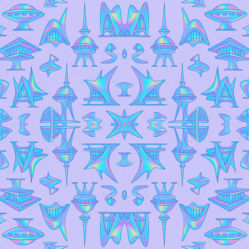 Vintage and Retro - Space Age Googie Architecture In Holographic Shades - Pattern - Digital File Digital My Custom Designs PDF