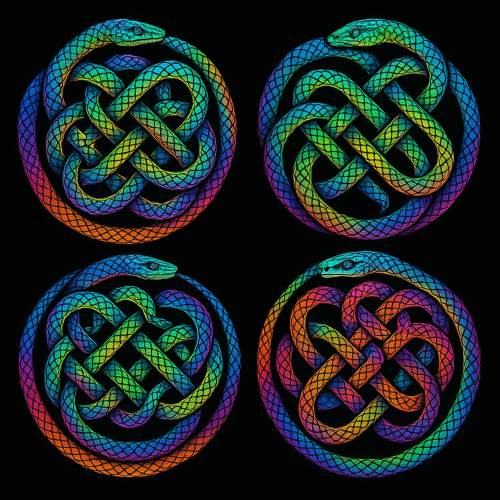 Fantasy and Myth - Serpent Knot Mandalas With Neon Scales - Pattern - Digital File Digital My Custom Designs PDF