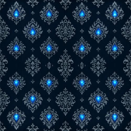 Luxury and Ornamental - Damask Pattern With Glowing Sapphire And Silver Filigree - Pattern - Digital File Digital My Custom Designs PDF