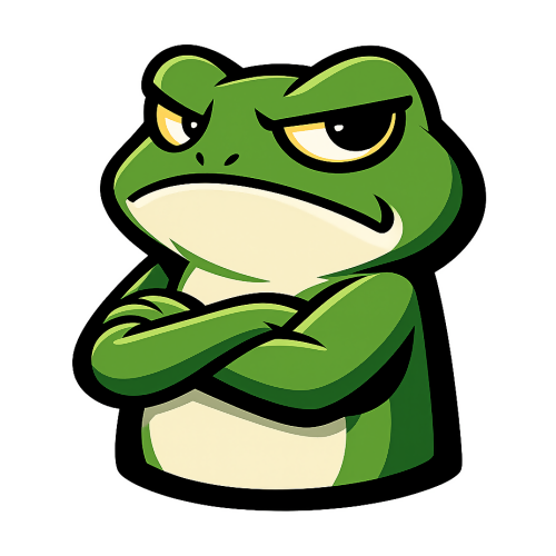 Humor & Whimsy - Grumpy Frog with Crossed Arms - T Shirt Designs - Digital File Digital My Custom Designs 300 DPI PNG