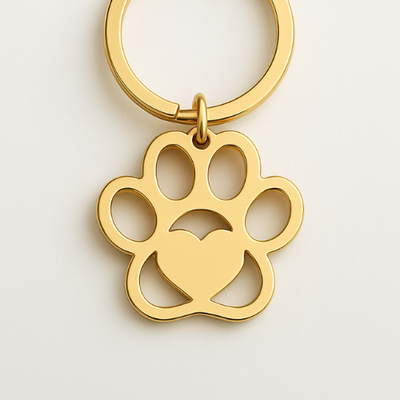 Personalized Paw & Heart Keychain My Custom Designs