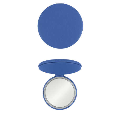 Engravable Blue to Silver Pocket Mirror - Luxury Leatherette Makeup Tool My Custom Designs