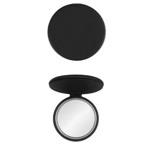 Engravable Black to Silver Pocket Mirror - Luxury Leatherette Makeup Tool My Custom Designs