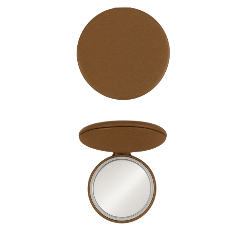 Engravable Brown To Black Pocket Mirror - Luxury Leatherette Makeup Tool My Custom Designs