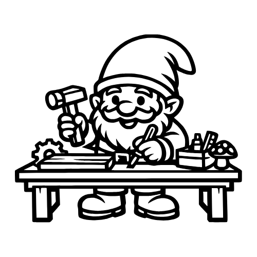 Cartoon Workplace Gnome - Vector Graphics - Digital File Digital My Custom Designs PDF