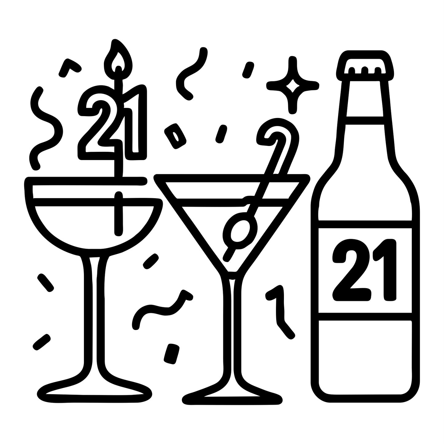 Birthday Drinks Sketch - Digital File - XCS Friendly Tumbler My Custom Designs PNG