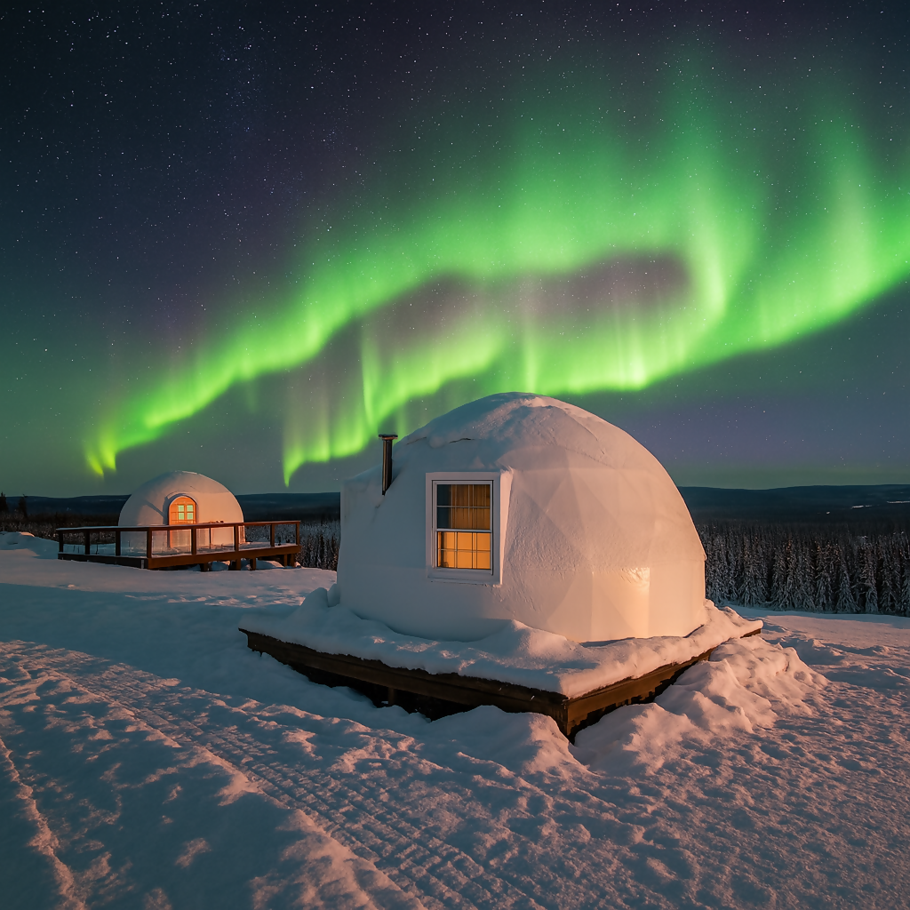 Borealis Basecamp - Fairbanks Northern Lights - Alaska United States - Rendered - Digital File Digital My Custom Designs PDF