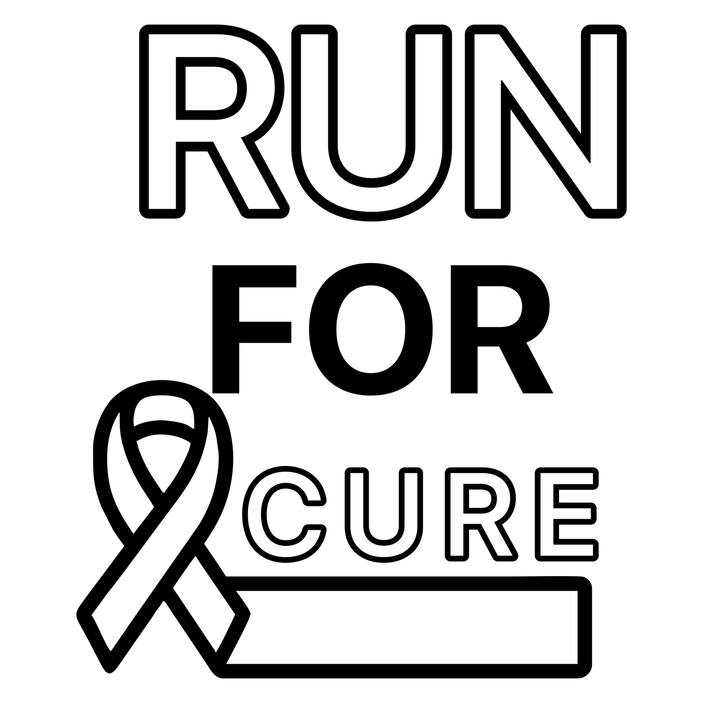 Run for Cure Text - Digital File - XCS Friendly Digital My Custom Designs PNG
