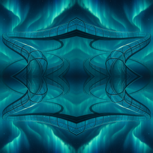 Futuristic & Sci-Fi - Zero-Gravity Skywalks Lit by Aurora Skylines - Pattern - Digital File Digital My Custom Designs PDF