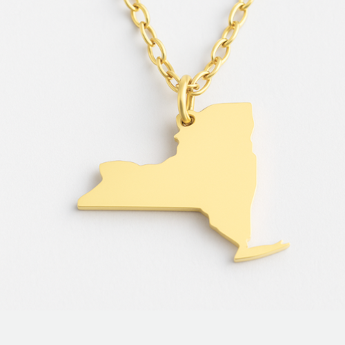 Engravable Gold & Silver New York Pendant Necklace Jewelry My Custom Designs Gold