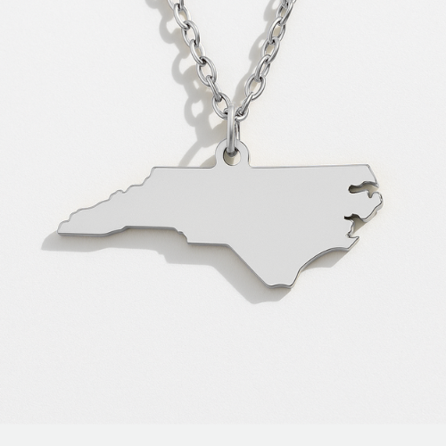 Engravable Gold & Silver North Carolina Pendant Necklace Jewelry My Custom Designs Silver