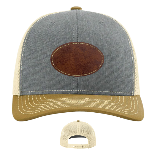 Classic Ball Cap with Customized Oval Patch hat My Custom Designs Gold/Grey Dark Brown