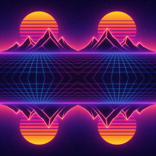 Vintage and Retro - 80s Laser Grid Sunsets With Glowing Peaks - Pattern - Digital File Digital My Custom Designs PDF