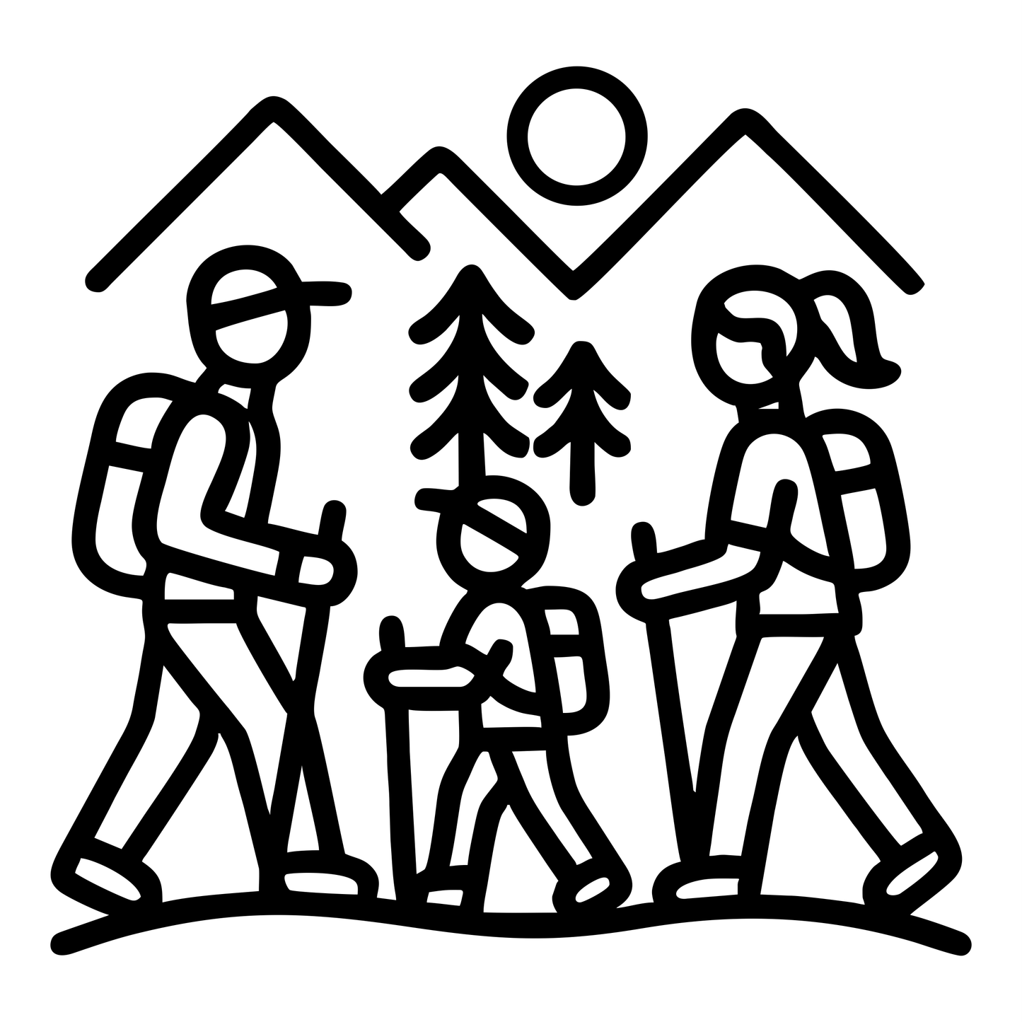 Family Hiking Trail Sketch - Digital File - XCS Friendly Digital My Custom Designs PNG