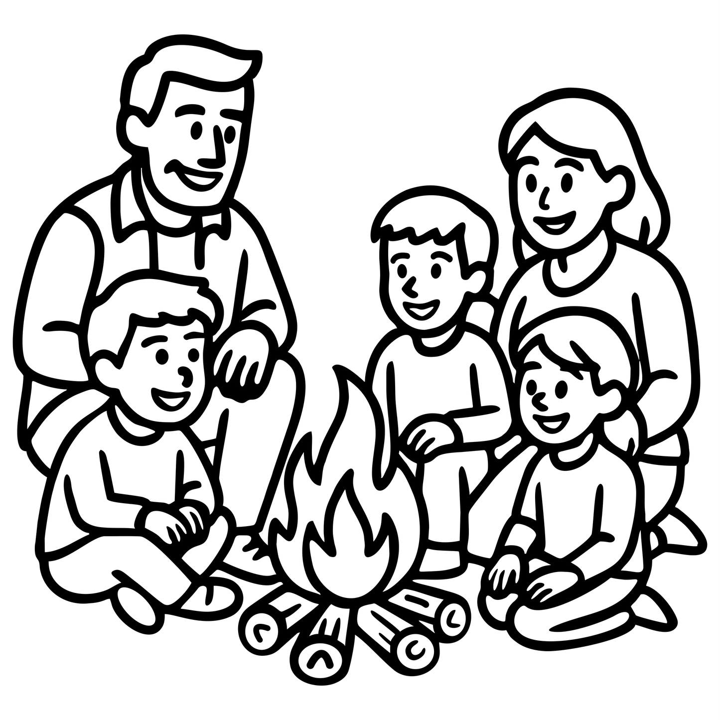 Family Campfire Outline - Digital File - XCS Friendly Digital My Custom Designs PNG