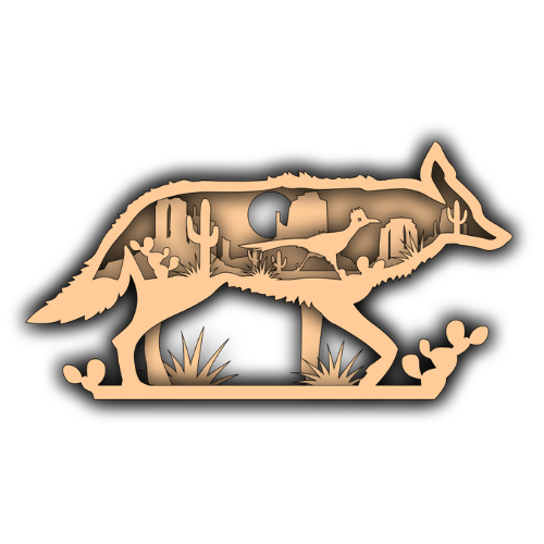 Coyote With Desert Scene Layered - Digital File Digital My Custom Designs SVG