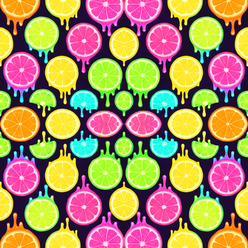 Food and Drinks - Candy Colored Fruit Slices With Liquid Neon Drips - Pattern - Digital File Digital My Custom Designs PDF