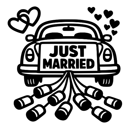 Car with 'Just Married' sign - Digital File - XCS Friendly Digital My Custom Designs PDF