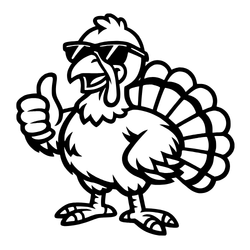 Turkey with Sunglasses - Vector Graphics - Digital File Digital My Custom Designs PDF