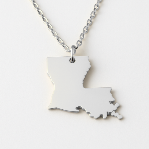 Engravable Gold & Silver Louisiana Pendant Necklace Jewelry My Custom Designs Silver