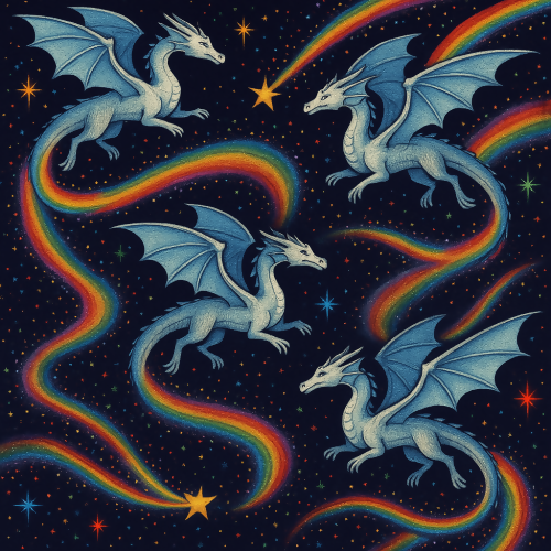 Fantasy and Myth - Shooting Star Dragon Tails With Rainbow Sparks - Pattern - Digital File Digital My Custom Designs PDF