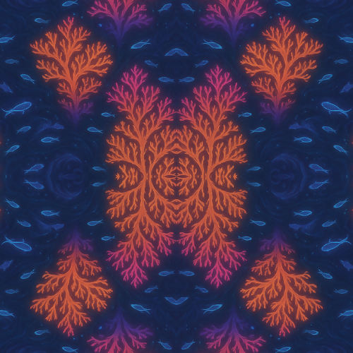 Sci-Fi Pattern - Coral Floral Alien Orange - Digital File Digital My Custom Designs PDF PRINT - RGB