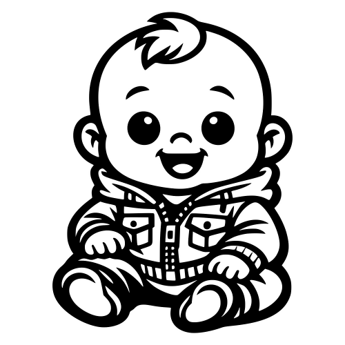 Baby in Jacket Illustration - Vector Graphics - Digital File Digital My Custom Designs PDF
