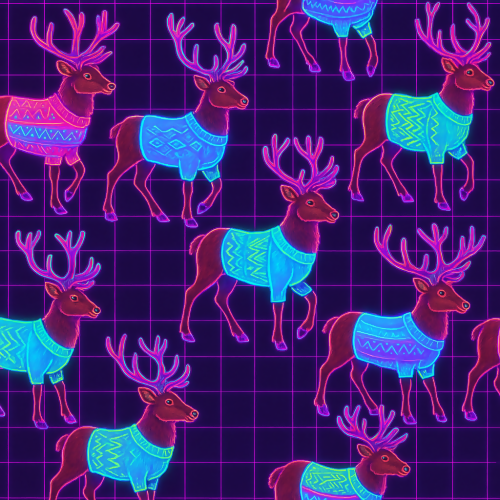 Holiday and Seasonal - 80s Retro Reindeer With Neon Sweaters - Pattern - Digital File Digital My Custom Designs PDF