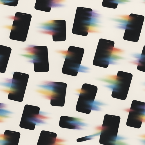 Technology and Digital - Motion Blur Smartphone Silhouettes With Rainbow Trails - Pattern - Digital File Digital My Custom Designs PDF