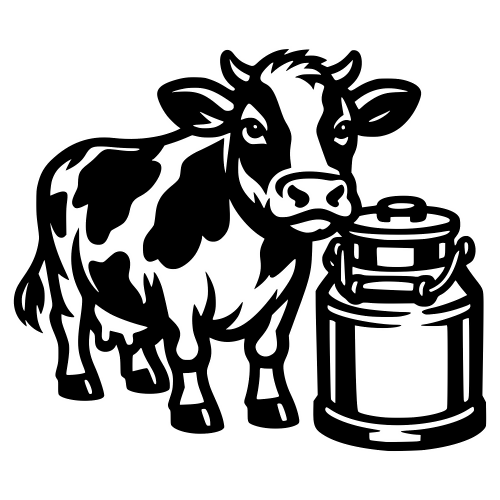 Cow and Milk Jug Illustration - Vector Graphics - Digital File Digital My Custom Designs PDF