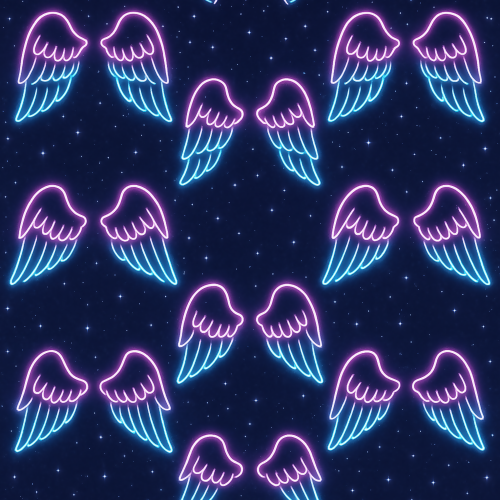 Holiday and Seasonal - Neon Angel Wings On Starry Backgrounds - Pattern - Digital File Digital My Custom Designs PDF
