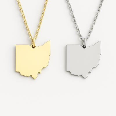 Personalized Gold & Silver Ohio Pendant Necklace Jewelry My Custom Designs
