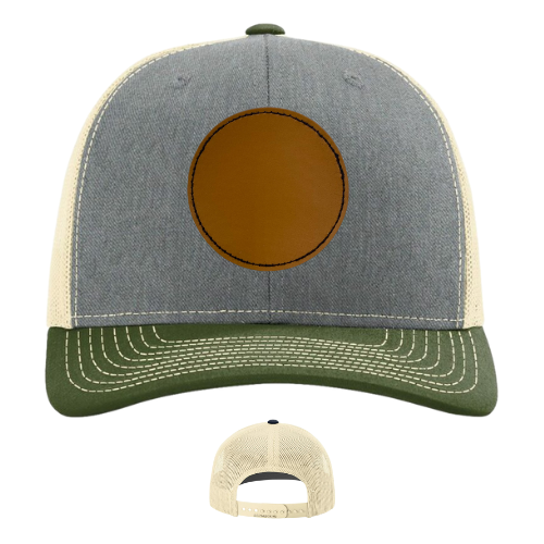 Classic Ball Cap with Customized Circle Patch hat My Custom Designs Green/Grey Light Brown