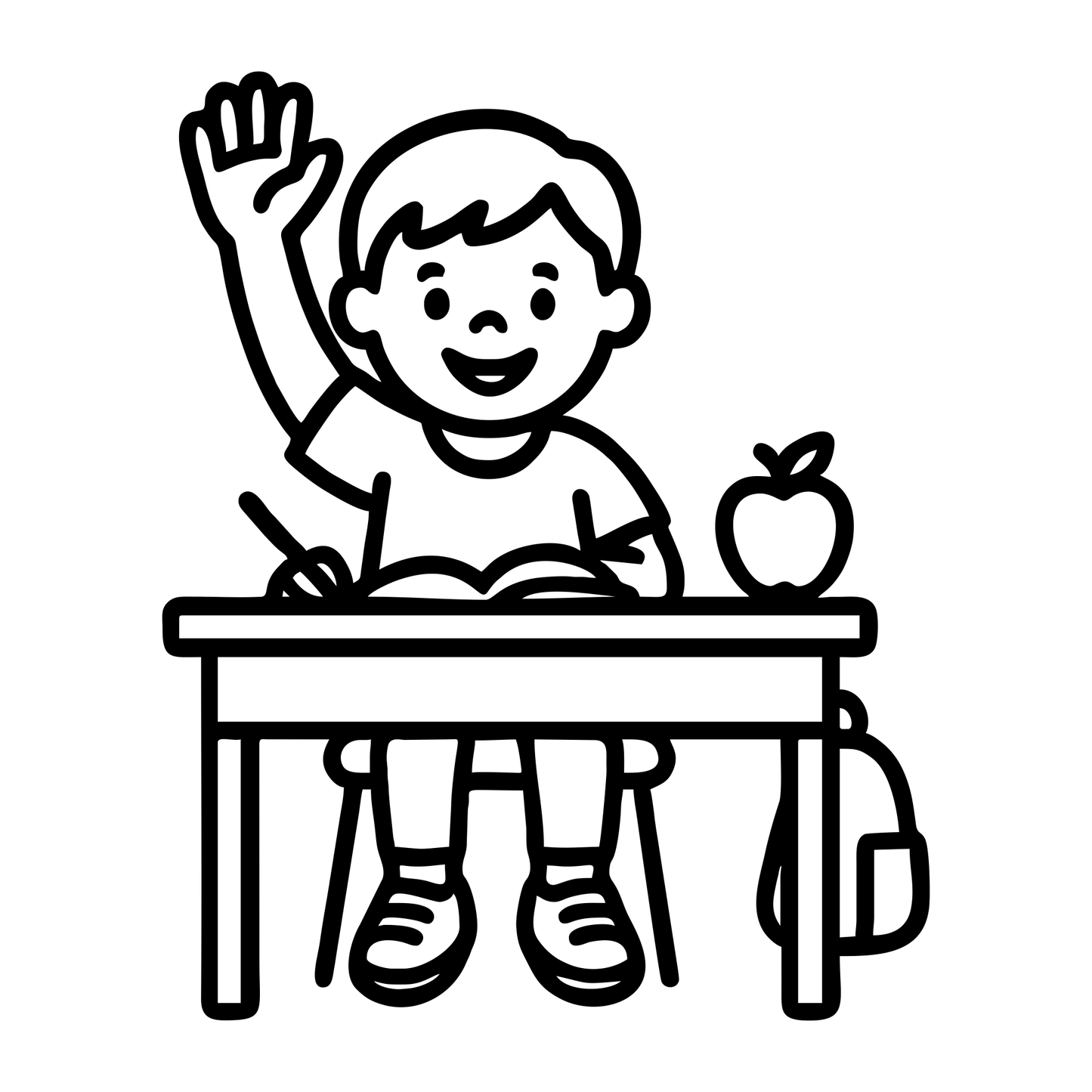 Cartoon Student Raising Hand - Digital File - XCS Friendly Tumbler My Custom Designs PNG