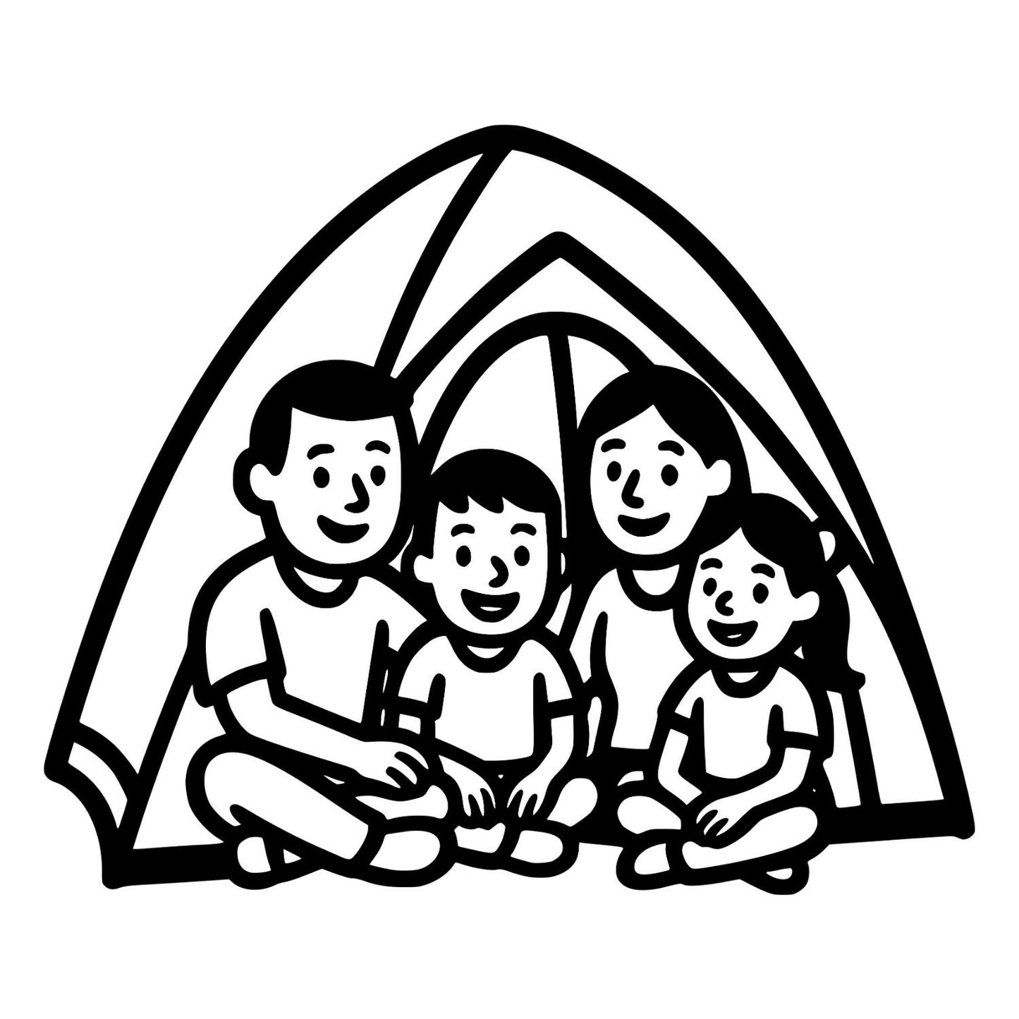 Cartoon Family Tent Scene- Digital File - XCS Friendly Digital My Custom Designs PNG