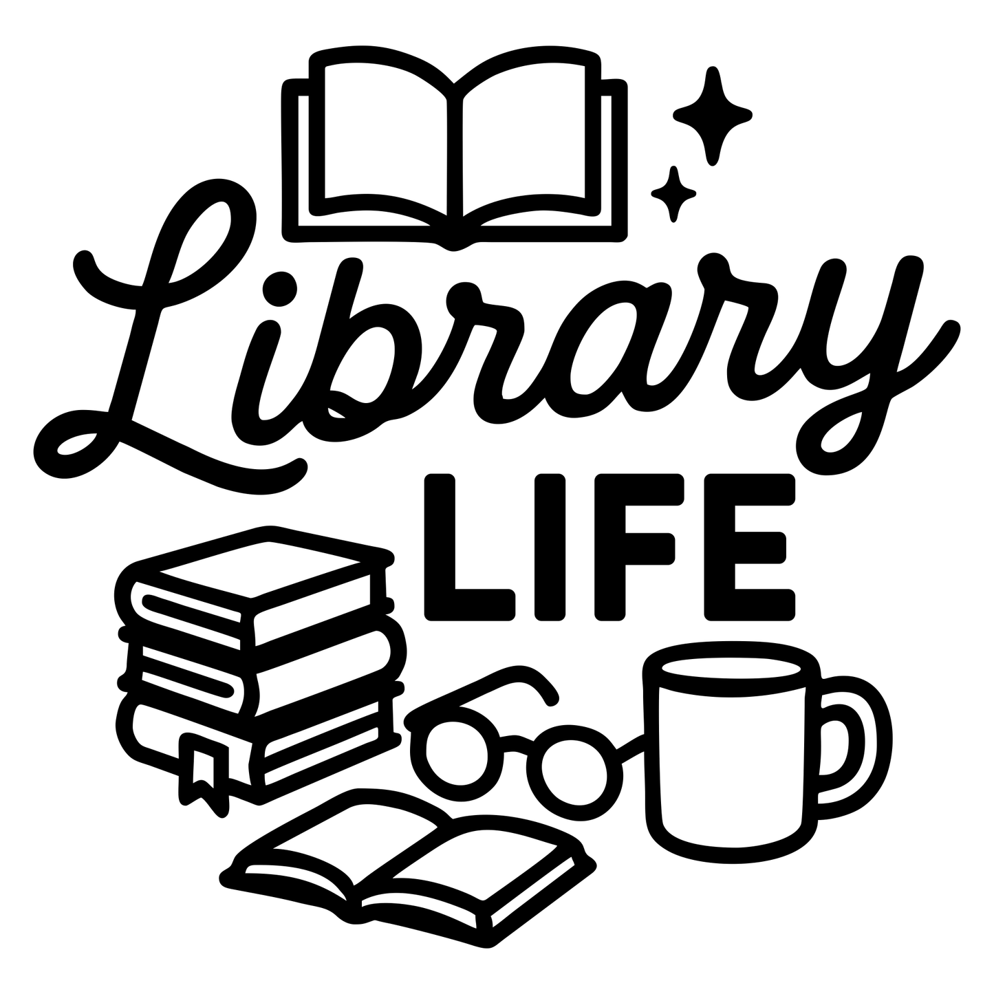 Library Life Text - Digital File - XCS Friendly Tumbler My Custom Designs PNG