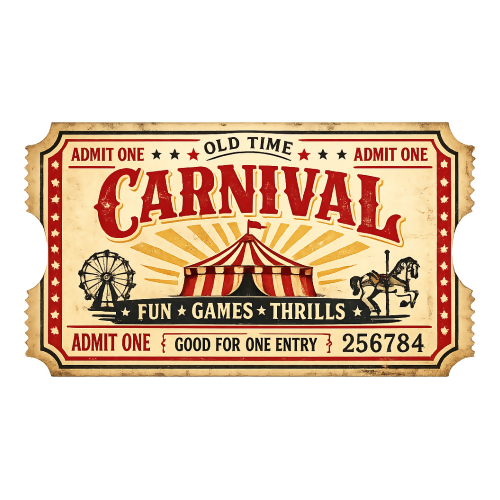 Pop Culture & Fandom - Old-Time Carnival Ticket - T Shirt Design - Digital File Digital My Custom Designs 300 DPI PNG