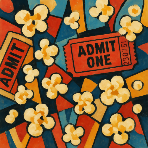 Food and Drinks - Abstract Popcorn And Movie Ticket Collage - Pattern - Digital File Digital My Custom Designs PDF