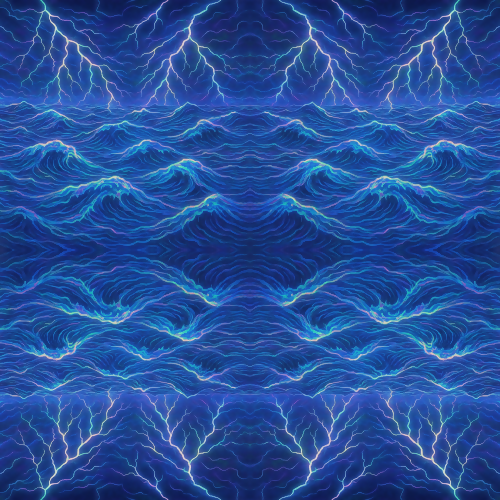Water and Ocean - Holographic Stormy Seas With Lightning Veins - Pattern - Digital File Digital My Custom Designs PDF