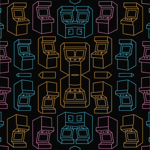 Gaming and Pop Culture - Arcade Cabinet Outlines With Neon Accents - Pattern - Digital File Digital My Custom Designs PDF